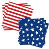50 Count American Flag Paper Napkins 25 Red & White Stripe and 25 Blue with Stars Design, Disposable Beverage Cocktail Napkins for 4th of July, Memorial Day, Patriotic Parties, and Table Decorations view 1
