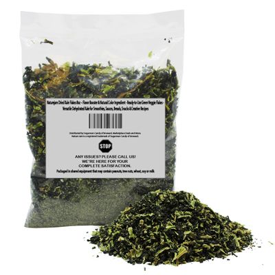 Naturejam Dried Kale Flakes 8oz Flavor Booster & Natural Color Ingredient - Ready-to-Use Green Veggie Flakes - Versatile Dehydrated Kale for Smoothies, Sauces, Breads, Snacks & Creative Recipes