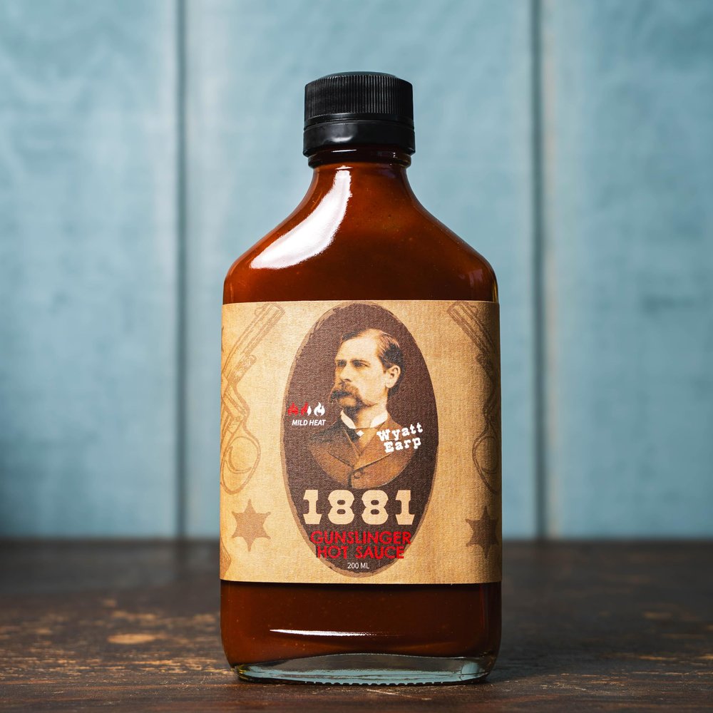 1881 Wyatt Earp Gunslinger Hot Sauce, Habanero Mesquite Flavor, Tomato Juice & Apple Cider Vinegar Base