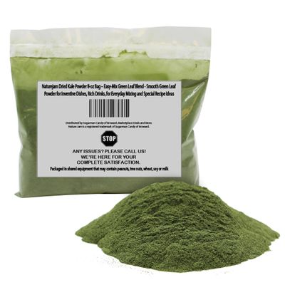Naturejam Dried Kale Powder 8-oz Bag Easy-Mix Green Leaf Blend - Smooth Green Leaf Powder for Inventive Dishes, Rich Drinks, for Everyday Mixing and Special Recipe Ideas