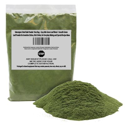 Naturejam Dried Kale Powder 16oz Bag Easy-Mix Green Leaf Blend - Smooth Green Leaf Powder for Inventive Dishes, Rich Drinks, for Everyday Mixing and Special Recipe Ideas