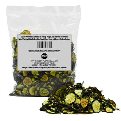 Crunchy Dehydrated Cucumber Sliced 8oz Bag Veggie Crisps with Fresh Green Aroma Natural Plant Snack Ideal for Smoothies, Salads, Infused Drinks, and Gourmet Cooking Creations