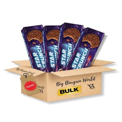 Big Bargain World Snack Gift Box Star Crunch Rice Cake Chocolate Crunch Snack, 4 Box Individually Wrapped Set with Bonus Bookmark