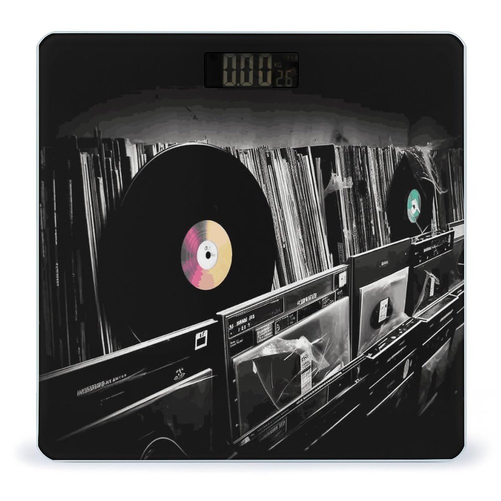 Vinyl Records Digital Bathroom Scale Fashion Unique Weight Scale BMI Anti-Slip Precision Weighing Scales Suitable for Home Bedrooms Use and Gift