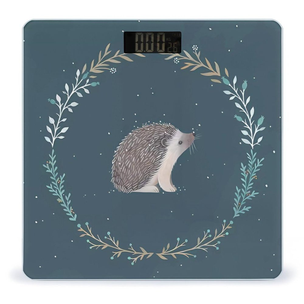 Cute Little Hedgehog Scale for Body Weight Anti-Slip Sturdy Tempered Glass Weighing Machine Highly Digital Accurate Bright LCD Bathroom Scale for Household Gift
