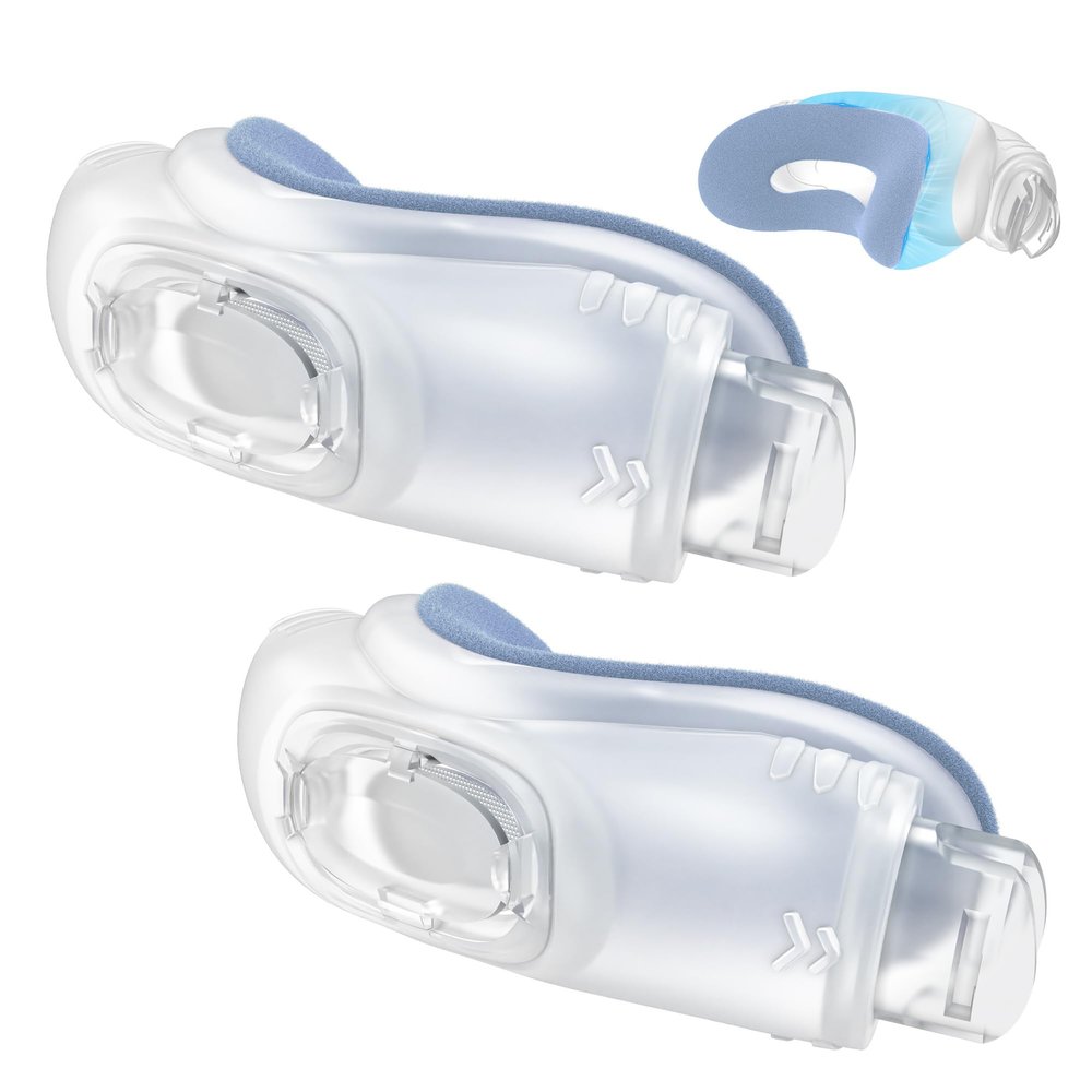 2 Packs Improved Cushion for Airtouch N30i & Airfit N30i, with Soft Fleece Fabric, Warm & Breathable, Quiet Venting Nasal Pillow Mask, Replacement CPAP Supplies, Blue (Wide)