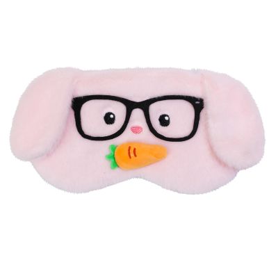 PERFECTSIGHT Sleep Eye Masks, Cute Plush Sleep Eye Cover Lightweight Adjustable Eyeshade Faux Fur Mask Cover for Women Men Kids Sleep Travel Nap, Glasses Bunny
