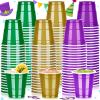 Pineburg 100 Pack Shot Glasses 2oz - Green Gold Purple Plastic Cups for 4th of July BBQ Party, Summer Graduation Wedding Birthday, Outdoor Pool Party Supplies, Jello Shots Bulk Disposable view 1