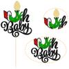Gyufise 1 Pack Christmas Oh Baby Cake Toppers Merry Christmas Hand Cake Picks Birthday Party Decoration for Xmas Theme Baby Shower 1st Birthday Party Cake Decorations Supplies Black view 3