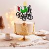 Gyufise 1 Pack Christmas Oh Baby Cake Toppers Merry Christmas Hand Cake Picks Birthday Party Decoration for Xmas Theme Baby Shower 1st Birthday Party Cake Decorations Supplies Black view 4