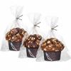 200 Pack 6"x7"x2.4" Cellophane Muffin Bags with Gold Twist Ties Pro Grade Flat Bottom Design for Macarons Cupcakes Chocolate Treats Cookies Strawberries Reusable Resealable Bakery Packaging view 1