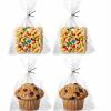 100 Pack 6"x7"x2.4" Cellophane Muffin Bags with Gold Twist Ties Flat Bottom Food Safe Bakery Packaging for Rice Krispie Treat Cupcakes Cookies Strawberries Macarons Perfect for Party Favors Catering view 1