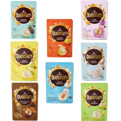 Queenam Premium Vietnamese Chocolate Flavored Nuts Natural Fruit Flavor Healthy Snack with Almond, Macadamia & Cashew 75g Bag (8 Signature Flavors)