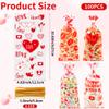 100PCS Valentines Goodie Bags - 5 x 11 Plastic Valentines Cellophane Treat Bags with Twist Ties, Red Heart & Love Design Valentine Candy Bags for Kids Classroom Exchange, Party Favors, Gifts, Cookies view 2