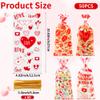 50PCS Valentines Goodie Bags - 5 x 11 Plastic Valentines Cellophane Treat Bags with Twist Ties, Red Heart & Love Design Valentine Candy Bags for Kids Classroom Exchange, Party Favors, Gifts, Cookies view 2