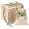 Windyun 30 Pack Burlap Wedding Favor Bags with Sage Green Pre-tied Bow 6 x 4 Inch Reusable Drawstring Gift Pouches Rustic Boho Small Treat Bags for Wedding Bridal Baby Shower Party Candy Soap Jewelry view 1