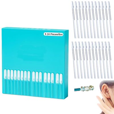 24Pcs Sticky Ear Wax Removal Stick, Adhesive Ear Cleaning Stick Tool Set, Ears Wax Sticky Swabs, Reusable Soft Resin Earwax Remover Picker Cleaner Kit for Olderly Adult Kids Gentle Ears Care