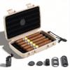 Arctic Loon Travel Cigar Humidor for 5 Cigars, Airtight Hard Case with Torch Lighter (Unfilled), Guillotine Cutter, V-Cutter, Magnetic Holder, Replaceable Humidifier & 2 Refills, CORE-5 view 1
