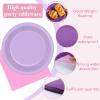 100Pcs Purple Pink Baby Shower Decoration 7" Gradient Purple Disposable Paper Plates and Napkins Lavender Party Dessert Cake Dinner Tableware Wedding Bridal Shower Gender Reveal Birthday Party Supply view 3