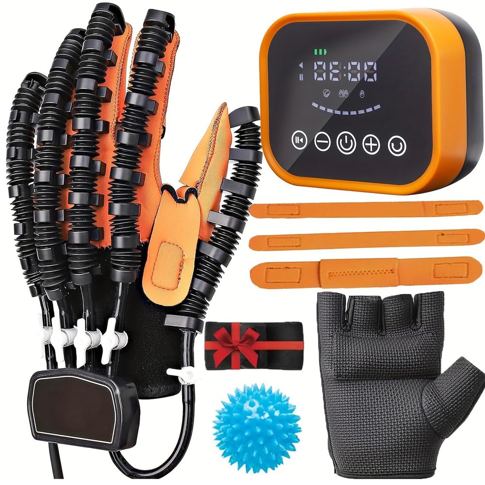 Rehabilitation Robot Gloves Finger and Hand Function Rehabilitation Robot Gloves for Arthritis Stroke Hemiplegia Cerebral Palsy Hand Paralysis Patients Physiotherapy Device (XL, Left Hand)