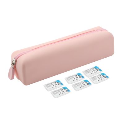 Beautyflier Disposable Daily Contact Lens Case, Travel Compact Storage Bag for All Brands Daily Lens, Water-Resistant Silicone Organizer Case, Storage Up to 40 Lenses (Light Pink)