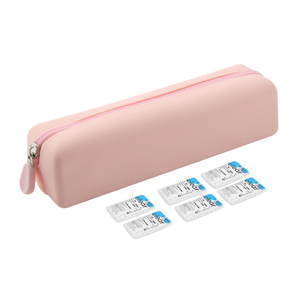 Beautyflier Disposable Daily Contact Lens Case, Travel Compact Storage Bag for All Brands Daily Lens, Water-Resistant Silicone Organizer Case, Storage Up to 40 Lenses (Light Pink)