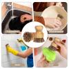 12 Packs Bamboo Dish Scrub Brush Wooden Washing Scrubbers with Sisal Bristles Kitchen Palm Pot Brush Round Mini Dish Brushes for Household Iron Pot Pan Sink Sink Vegetables Cleaning (Brown) view 3