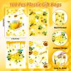 Resflyar 100 PCS Bee Party Favor Gift Bags, Honeybee Floral Goodie Candy Treat Plastic Bags with Handles for Birthday Baby Shower Wedding Decoration Party Favor Supplies view 2