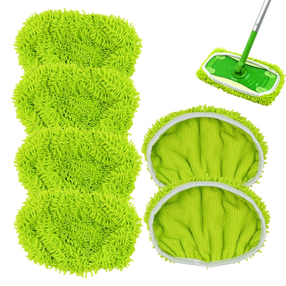Mop Refill Pads 6PCS Microfiber Mop Heads Replacement with Elastic Band Dry and Wet Mopping Cloth Refills for Spray Hardwood Floor Cleaning is Not Included