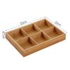 2Pcs Wooden Serving Tray Multi Compartments Divided Food Plate Compatible for Home Restaurants Sushi fruit dish(6 Grids) view 2