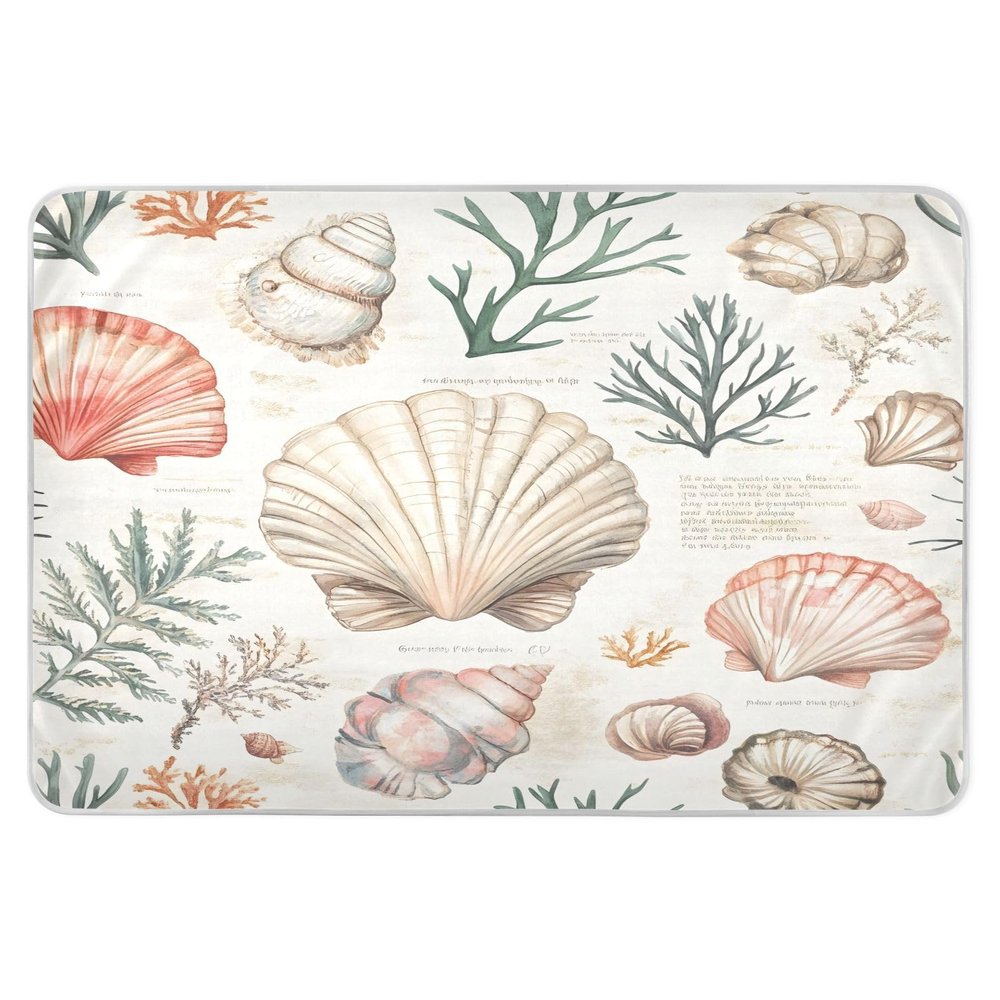 CEBUGI 34 x 52Washable Underpads Heavy Absorbency Waterproof Incontinence Bed Pads Watercolor Seashell Pee Pads for Adults Kids and Baby