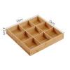 2Pcs Wooden Serving Tray Multi Compartments Divided Food Plate Compatible for Home Restaurants Sushi fruit dish(9 Grids) view 2