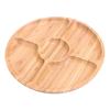Bamboo Round 5 Compartment ServingCompatible for Snacks Fruits Nuts Wooden Plate with Dividers(25cm) view 2