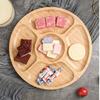 Bamboo Round 5 Compartment ServingCompatible for Snacks Fruits Nuts Wooden Plate with Dividers(25cm) view 4
