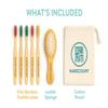 Baby & Kids Grooming Kit Wooden Hair Brush, Soft Bristle Bamboo Toothbrush & Bath Loofah Set, Natural Bath Essentials for Toddlers & Children view 3