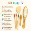 Baby & Kids Grooming Kit Wooden Hair Brush, Soft Bristle Bamboo Toothbrush & Bath Loofah Set, Natural Bath Essentials for Toddlers & Children view 4