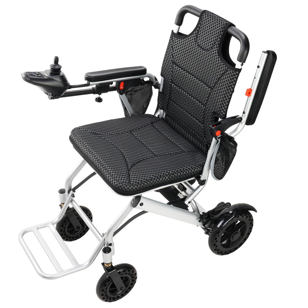 33lbs Ultra-Lightweight Folding Electric Wheelchair, 15-Mile Range & 264lbs Capacity, Portable Power Chair with Dual Motors for All-Terrain Use