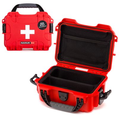 NANUK 903 Waterproof First Aid Box Empty with Lid Organizer & Dividers Durable Medical First Aid Organizer Case, IP67-Rated, Dustproof, Impact-Resistant, Floats (9.1 x 6.8 x 3.8) Red