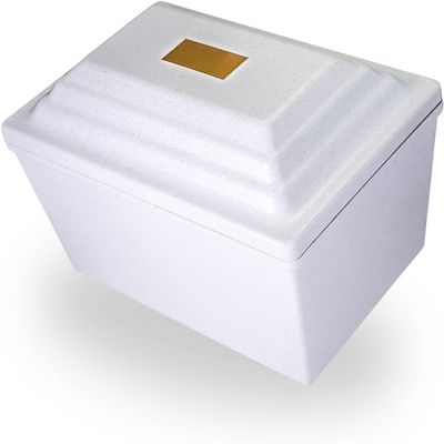 At Peace Memorials Urn Vault, Single Urn Vault for One, Ground Burial Urn Vault, Holds One Adult Cremation Urn for Human Ashes, Durable Cremation Urn Vault for Cemetery Burial (White)