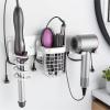Tindbea Upgraded Aluminum Alloy Hair Dryer Holder Wall Mounted with Built-in Cord Wrap,3-in-1 Hair Tool Organizer for Blow Dryer, Curling Iron, and Straightener, White view 1
