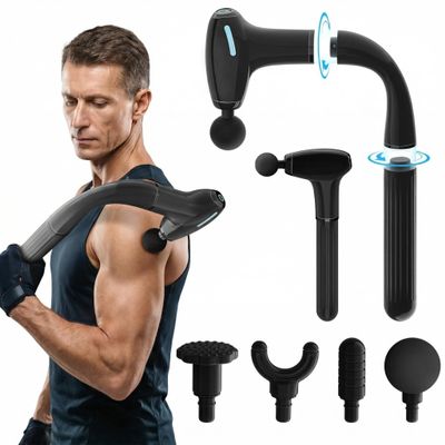Binxalin Massage Gun Deep Tissue with Extension Handle Professional Percussion 3-in-1 Detachable Back Massager for Pain Relief,Muscle Relief Massager for Shoulder Back Thigh Waist&Neck (Dark Black)