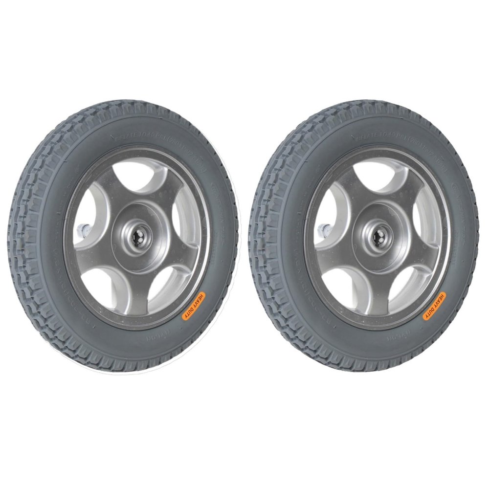12 1/2 x 2 1/4 Wheelchair Wheel Replacement (Pair), 12 inch Rear Wheel Assembly for Electric Wheelchairs, Full Tire Back Wheel Replacement Parts