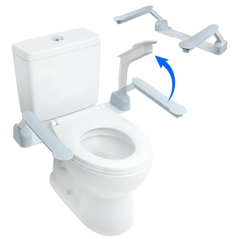 Toilet Handles for Seniors, Toilet seat Safety Frames & Rails Assist for Elderly sit to Stand, Toilet Handicap Rails with arms Toilet Grab Bars for Seniors No Legs Easy Install