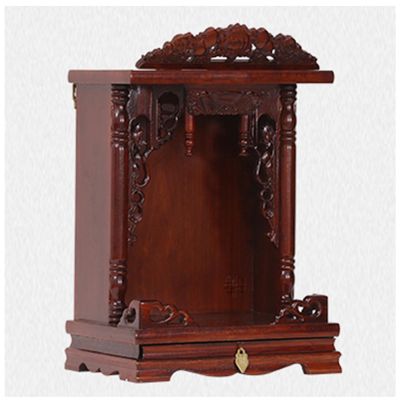 Buddha Statue Stand, Wall-Mounted Offering Table, Wooden Carved Temple Shelf for Guan Gong Guanyin Statues