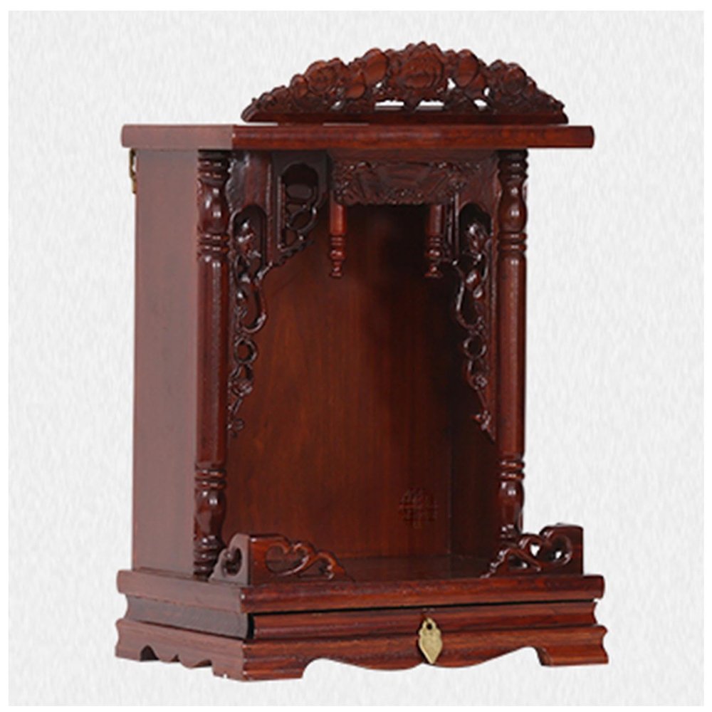 Buddha Statue Stand, Wall-Mounted Offering Table, Wooden Carved Temple Shelf for Guan Gong Guanyin Statues