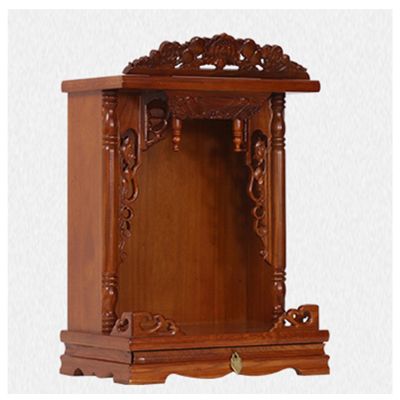 Buddha Statue Stand, Wall-Mounted Offering Table, Wooden Carved Temple Shelf for Guan Gong Guanyin Statues