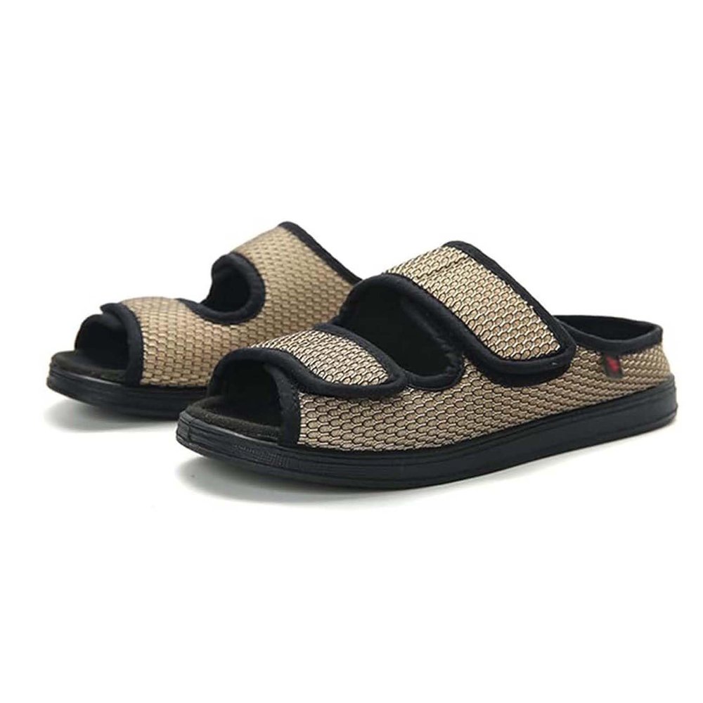 Wide Diabetic Shoes, Non-Slip Open Toe Slippers, Adjustable Edema Shoes, with Adjustable Straps, Comfy Casual Slippers, Lightweight Walking Shoes, for Swollen Feet