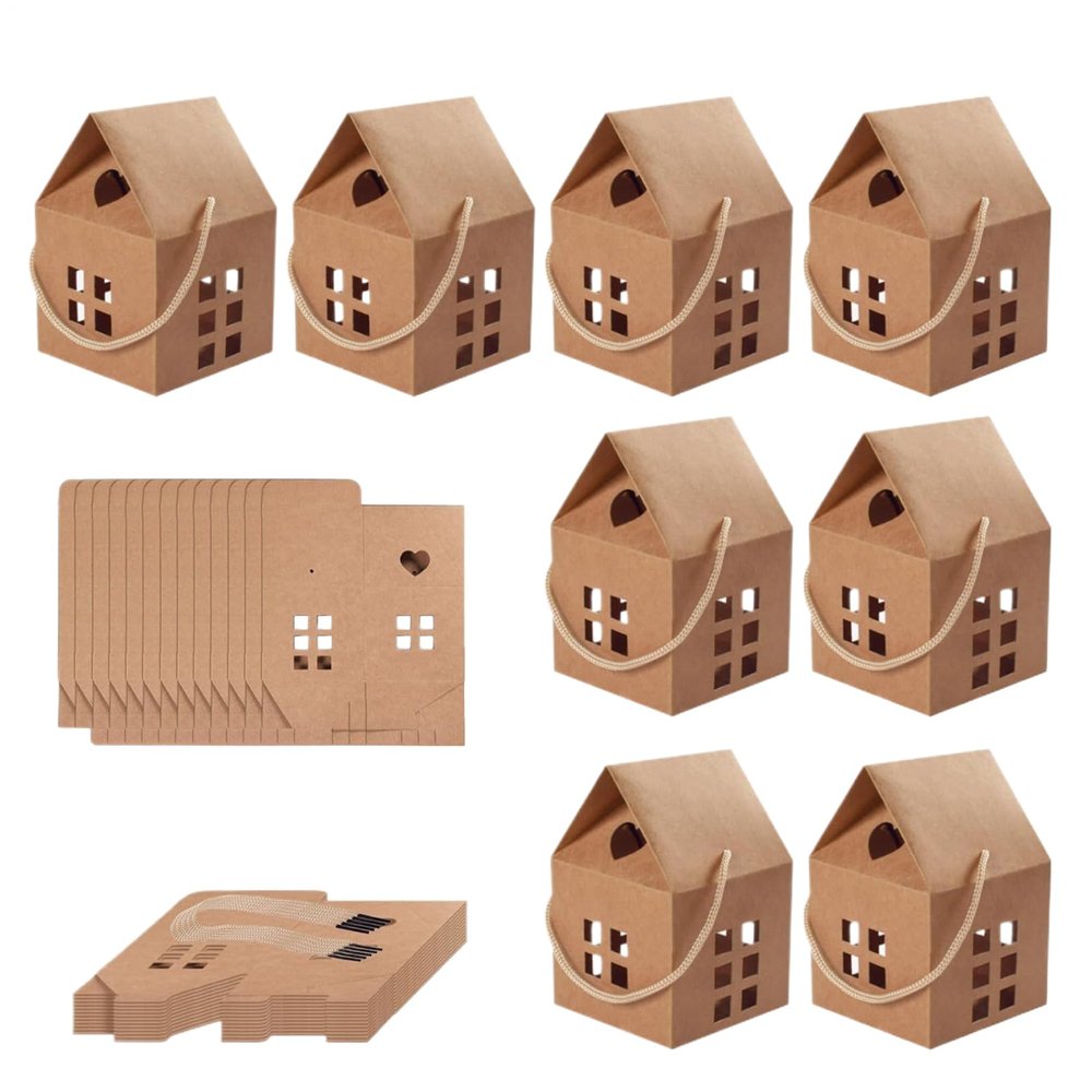 Holiday Candy Boxes - 30 Pack House Shaped Containers, Christmas Cookie and Treat Boxes for Kids Adults, Decorative Packaging for Parties, Weddings, Birthdays, Festivals, and Family Gatherings