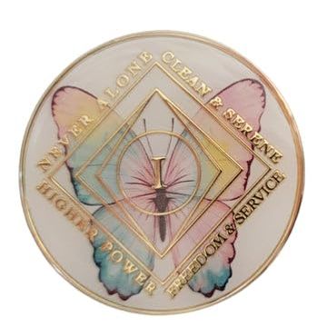 20 Year Butterfly Design NA Style Clean Time Chip White Just for Today Medallion