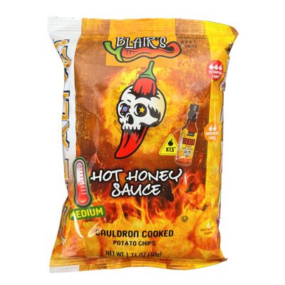 Blair's Hot Honey Sauce Potato Chips 1.75 Oz 10 Pack - Made with Original Death Sauce, Medium Heat
